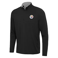 Men's Antigua Black/Gray Pittsburgh Steelers Content Quarter-Zip Pullover Top