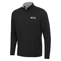 Men's Antigua Black/Gray Seattle Seahawks Content Quarter-Zip Pullover Top