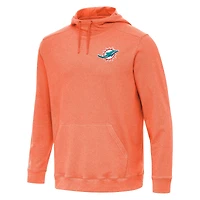 Men's Antigua Heather Orange Miami Dolphins Cloud Pullover Hoodie