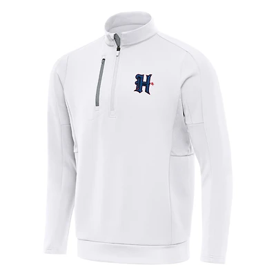 Men's Antigua White Houston Texans Generation Quarter-Zip Pullover Top
