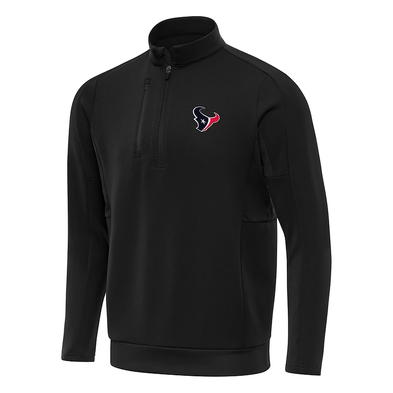 Men's Antigua Black Houston Texans Generation Quarter-Zip Pullover Top