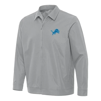 Men's Antigua Gray Detroit Lions Pivot Full-Zip Jacket