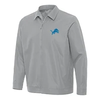 Men's Antigua Gray Detroit Lions Pivot Full-Zip Jacket