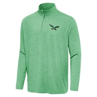 Men's Antigua Heather Kelly Green Philadelphia Eagles Hunk Quarter-Zip Jacket