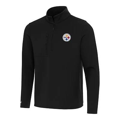 Men's Antigua Black Pittsburgh Steelers Insider Quarter-Zip Pullover Top
