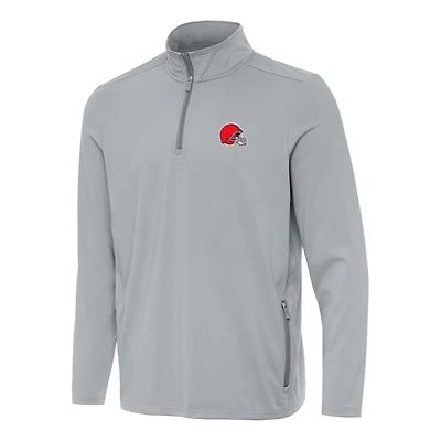 Men's Antigua  Gray Cleveland Browns Perilous Quarter-Zip Pullover Top