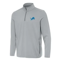 Men's Antigua  Gray Detroit Lions Perilous Quarter-Zip Pullover Top