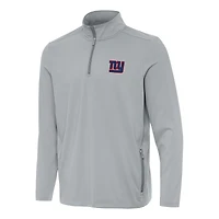 Men's Antigua  Gray New York Giants Perilous Quarter-Zip Pullover Top