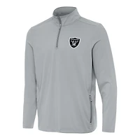 Men's Antigua  Gray Las Vegas Raiders Perilous Quarter-Zip Pullover Top