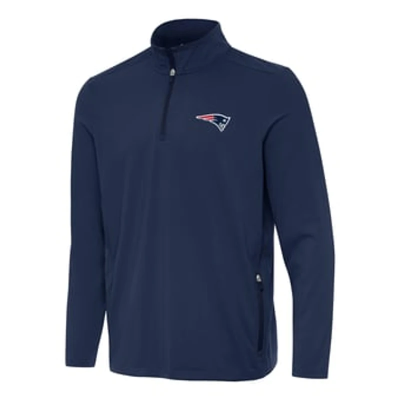 Men's Antigua  Navy New England Patriots Perilous Quarter-Zip Pullover Top