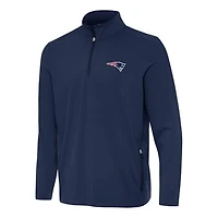 Men's Antigua  Navy New England Patriots Perilous Quarter-Zip Pullover Top
