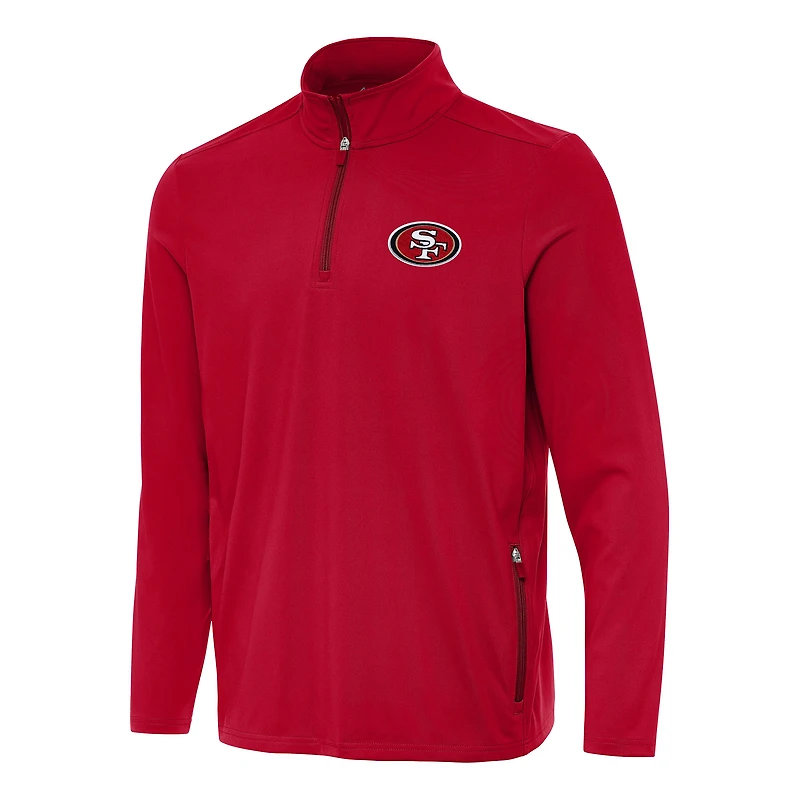 Men's Antigua  Scarlet San Francisco 49ers Perilous Quarter-Zip Pullover Top