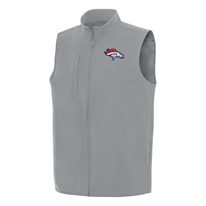 Men's Antigua  Gray Denver Broncos Regard Full-Zip Vest