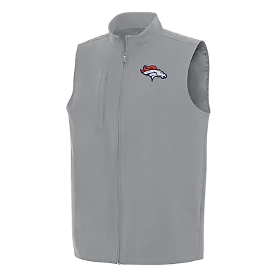 Men's Antigua  Gray Denver Broncos Regard Full-Zip Vest