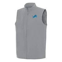 Men's Antigua  Gray Detroit Lions Regard Full-Zip Vest