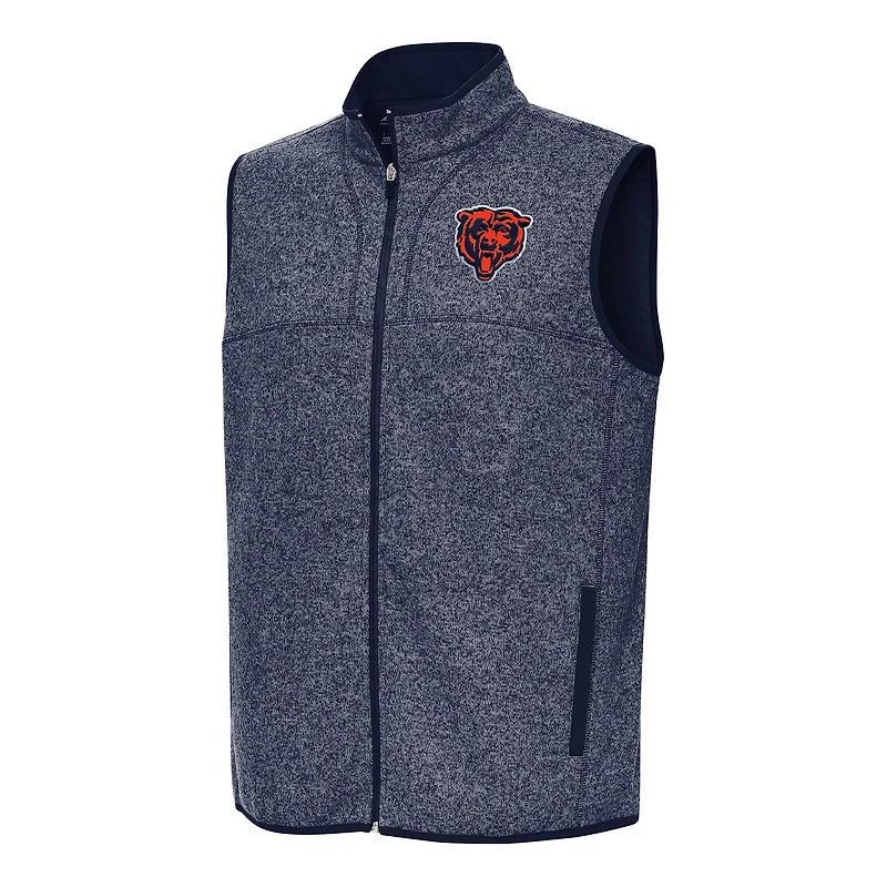 Men's Antigua  Heather Navy Chicago Bears Fortune Full-Zip Vest