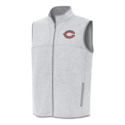 Men's Antigua  Heather Gray Chicago Bears Fortune Full-Zip Vest