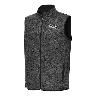 Men's Antigua  Heather Black Seattle Seahawks Fortune Full-Zip Vest