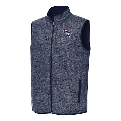 Men's Antigua Heather Navy Tennessee Titans Fortune Full-Zip Vest