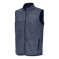 Men's Antigua  Heather Navy Tennessee Titans Fortune Full-Zip Vest