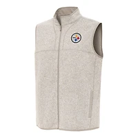 Men's Antigua  Oatmeal Pittsburgh Steelers Fortune Full-Zip Vest