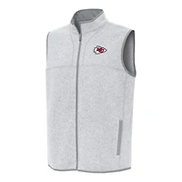 Men's Antigua  Heather Gray Kansas City Chiefs Fortune Full-Zip Vest