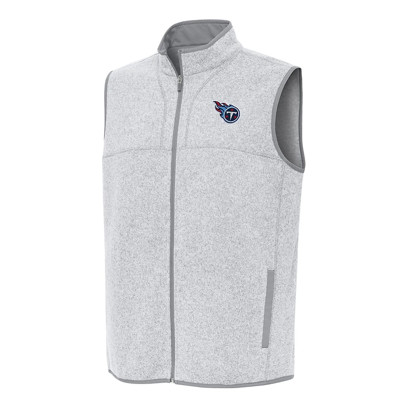 Men's Antigua  Heather Gray Tennessee Titans Fortune Full-Zip Vest