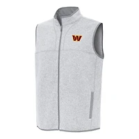 Men's Antigua  Heather Gray Washington Commanders Fortune Full-Zip Vest