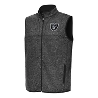 Men's Antigua  Heather Black Las Vegas Raiders Fortune Full-Zip Vest