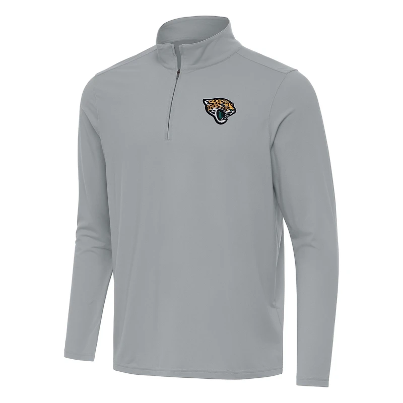 Men's Antigua Gray Jacksonville Jaguars Intent Quarter-Zip Pullover Top