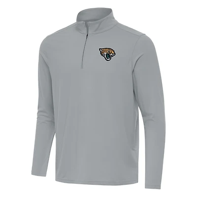 Men's Antigua Gray Jacksonville Jaguars Intent Quarter-Zip Pullover Top