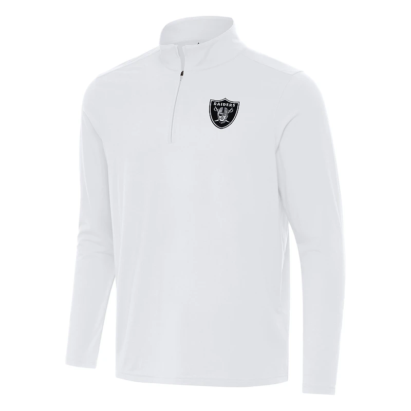 Men's Antigua White Las Vegas Raiders Intent Quarter-Zip Pullover Top