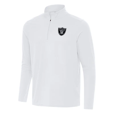 Men's Antigua White Las Vegas Raiders Intent Quarter-Zip Pullover Top
