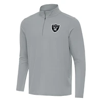 Men's Antigua Gray Las Vegas Raiders Intent Quarter-Zip Pullover Top