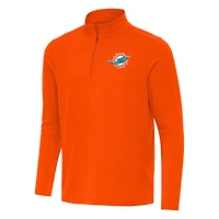 Men's Antigua Orange Miami Dolphins Intent Quarter-Zip Pullover Top