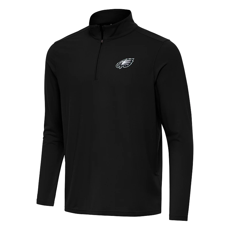 Men's Antigua Black Philadelphia Eagles Intent Quarter-Zip Pullover Top