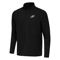 Men's Antigua Black Philadelphia Eagles Intent Quarter-Zip Pullover Top