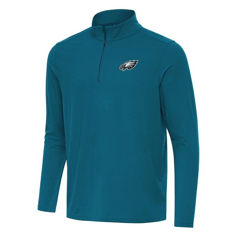 Men's Antigua Midnight Green Philadelphia Eagles Intent Quarter-Zip Pullover Top