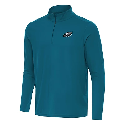 Men's Antigua Midnight Green Philadelphia Eagles Intent Quarter-Zip Pullover Top