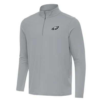 Men's Antigua Gray Philadelphia Eagles Intent Quarter-Zip Pullover Top