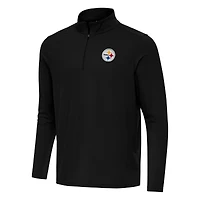 Men's Antigua Black Pittsburgh Steelers Intent Quarter-Zip Pullover Top