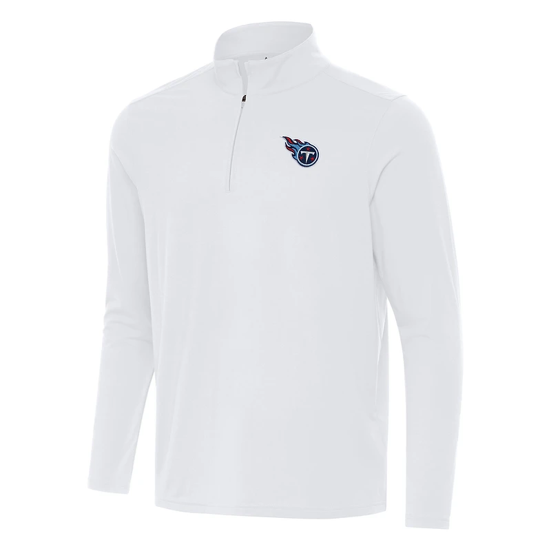 Men's Antigua White Tennessee Titans Intent Quarter-Zip Pullover Top