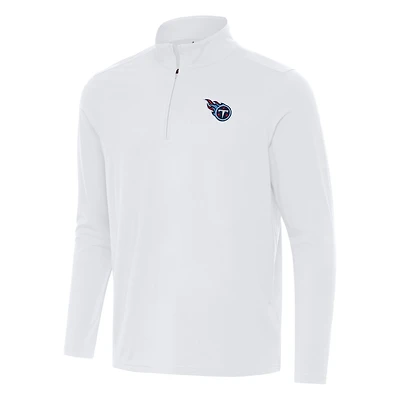 Men's Antigua White Tennessee Titans Intent Quarter-Zip Pullover Top