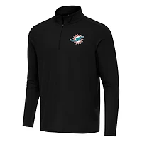 Men's Antigua Black Miami Dolphins Intent Quarter-Zip Pullover Top