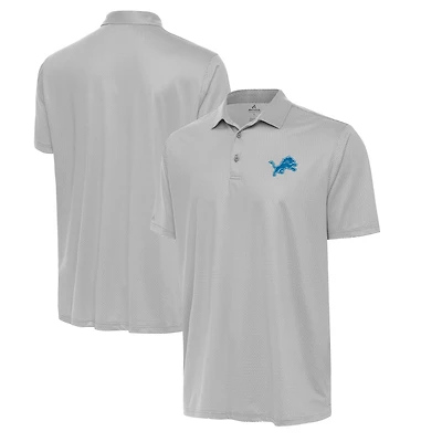 Men's Antigua White/Gray Detroit Lions  Rings Polo