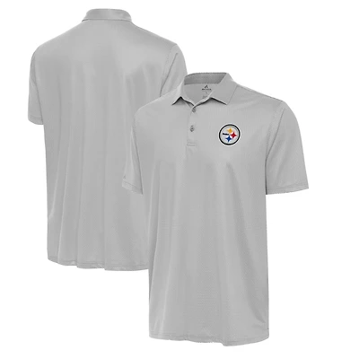 Men's Antigua White/Gray Pittsburgh Steelers  Rings Polo
