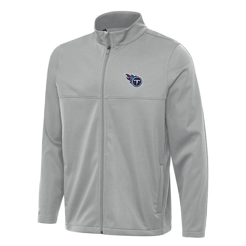 Men's Antigua Gray Tennessee Titans  Links 2 Full-Zip Golf Jacket