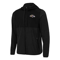 Men's Antigua Black/Charcoal Baltimore Ravens  Sway Full-Zip Hoodie
