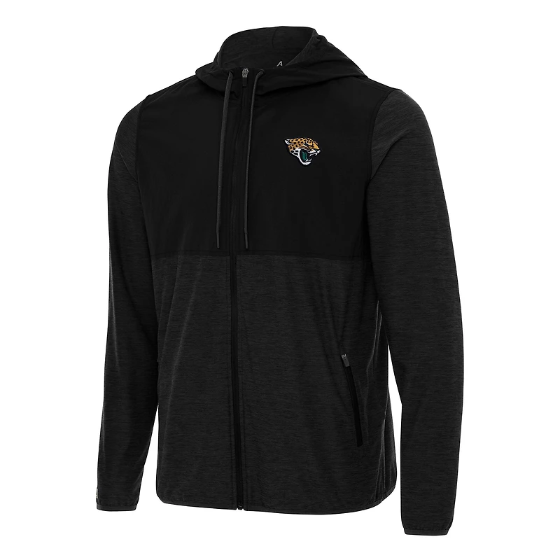 Men's Antigua Black/Charcoal Jacksonville Jaguars  Sway Full-Zip Hoodie