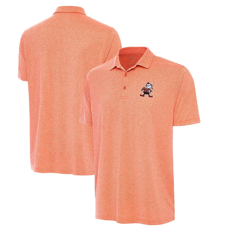 Men's Antigua Heather Orange Cleveland Browns Brownie Logo Scheme Polo